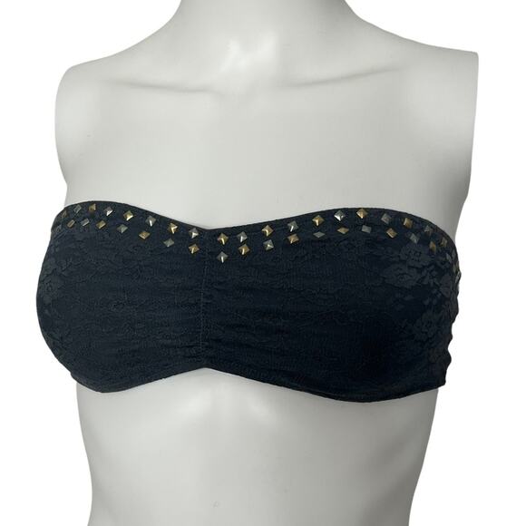 PINK Victoria’s Secret Gray Studded Lace Bandeau - Picture 1 of 7